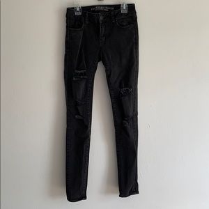 Black ripped jeggings from AE.